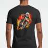 Black AURO Motocross T-Shirt featuring a dirt bike rider graphic with fiery background.