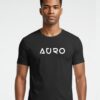 Black AURO Motocross T-Shirt featuring a dirt bike rider graphic with fiery background.