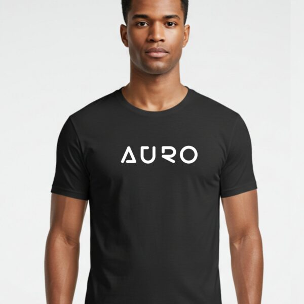 Black AURO Motocross T-Shirt featuring a dirt bike rider graphic with fiery background.