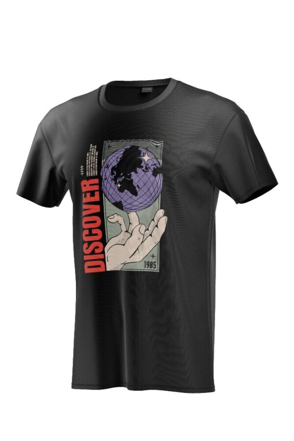 Discover T-Shirt 220 GSM – Adventure Awaits Discover T-Shirt 220 GSM – A powerful explorer-inspired tee with a hand-holding globe design and motivational message, crafted with premium cotton.