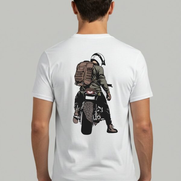 AURO Biker T-Shirt with a motorcycle design on the back and AURO branding on the front.