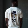 back Skull Art T-Shirt featuring bold back print and minimalist chest branding made from high-quality 220 GSM cotton.