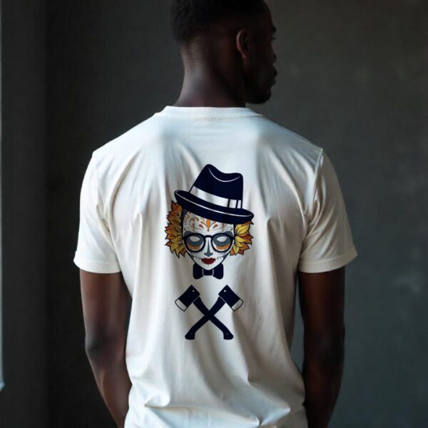 back Skull Art T-Shirt featuring bold back print and minimalist chest branding made from high-quality 220 GSM cotton.