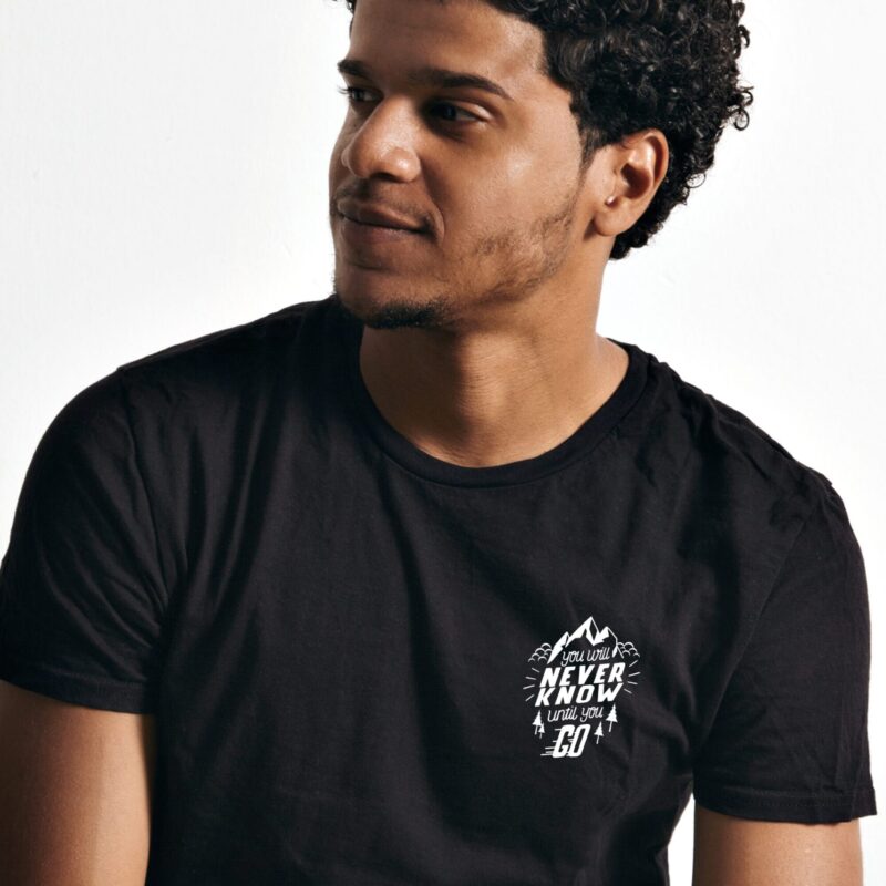 You Will Never Know Until You Go T-Shirt 220 GSM – A premium cotton travel tee with a minimalist design, perfect for explorers and adventure seekers.