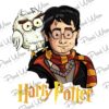a cartoon of a man with a owl on his shoulder