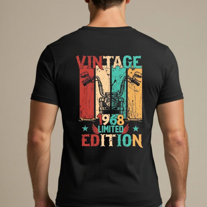Vintage 1968 Limited Edition T-Shirt with a classic bike illustration printed on the back