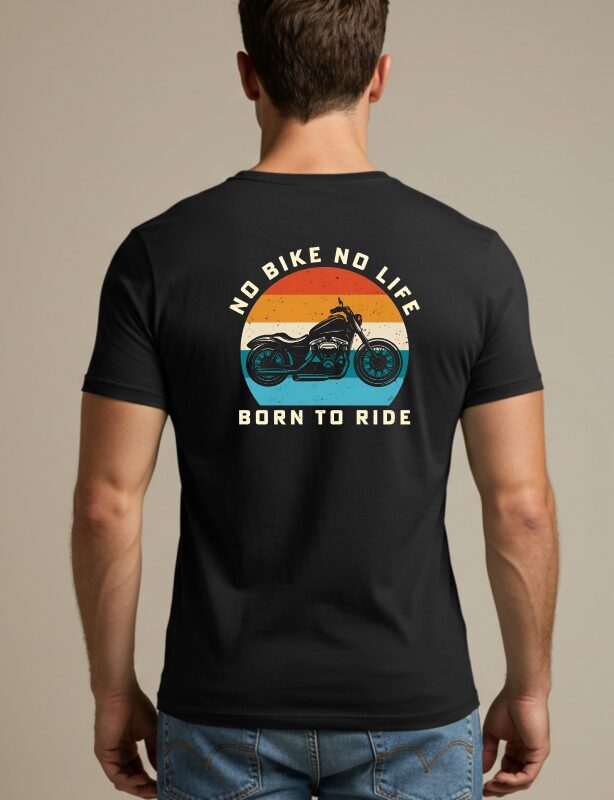 No Bike No Life T-Shirt with a retro-style bike graphic printed on the back.