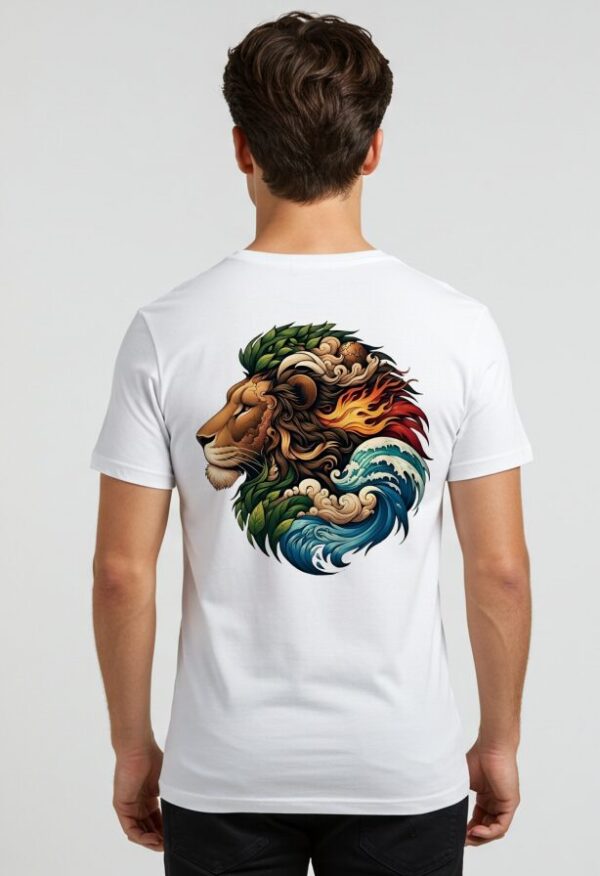 AURO Lion Graphic T-Shirt Black AURO Lion Graphic T-Shirt with a vibrant, artistic lion print on the back and AURO branding on the front.