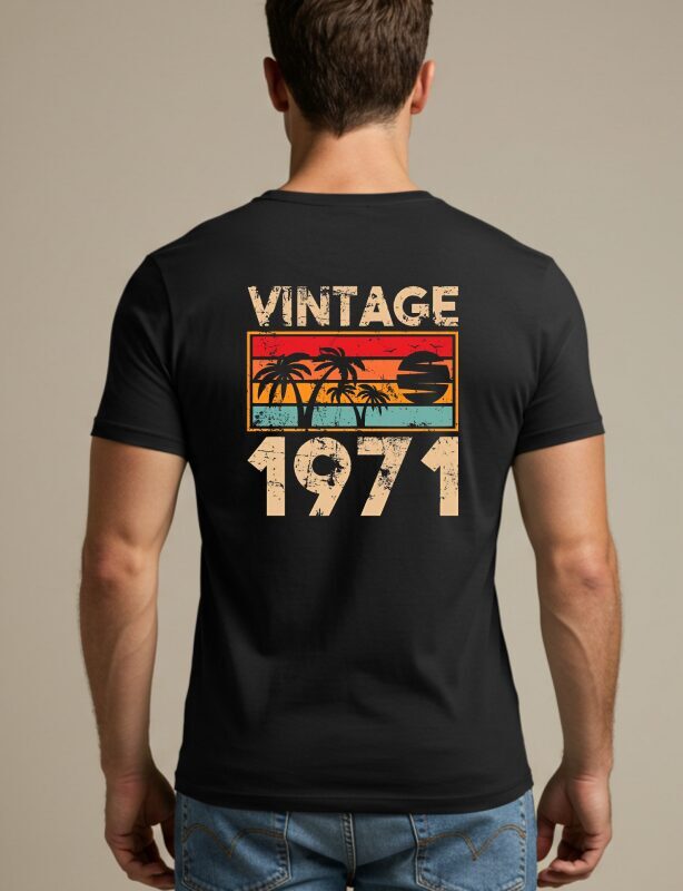 Vintage 1971 T-Shirt with retro-style text printed on the back.