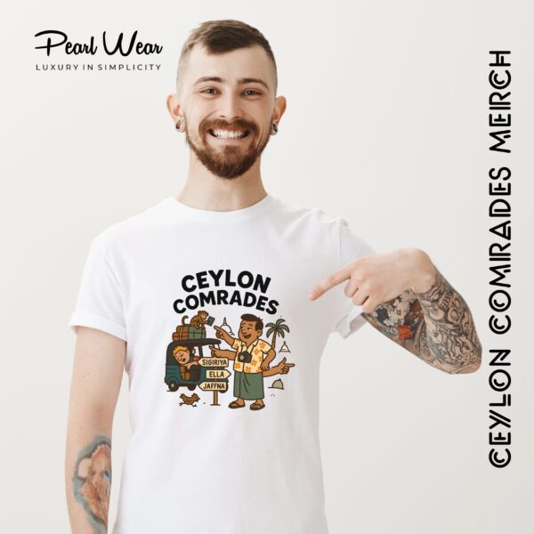 Ceylon Comrades Sri Lanka T-Shirt with tuk tuk, temples, and local landmarks