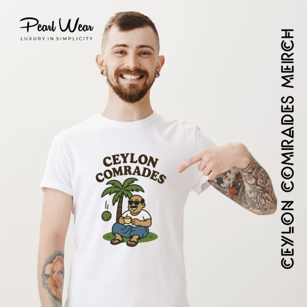 Ceylon Comrades Tea Break T-Shirt Ceylon Comrades Tea Break T-Shirt with uncle and coconut tree