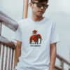 Sri Lankan Perahera elephant printed in red attire on white t-shirt