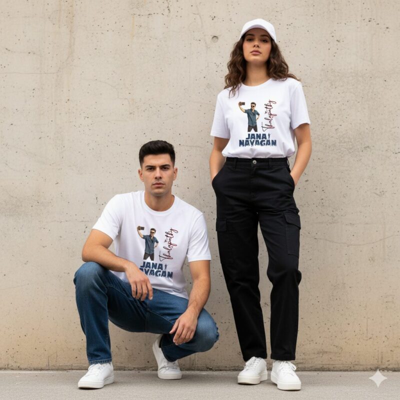 Jana Nayagan Vijay T-Shirt – First Time in Sri Lanka Jana Nayagan Vijay T-Shirt 220 GSM Sri Lanka Thalapathy Vijay fan tee